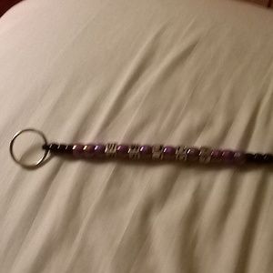 WWJD? Cube Keychain What Would Jesus Do ? String Beaded purple and black Keyring